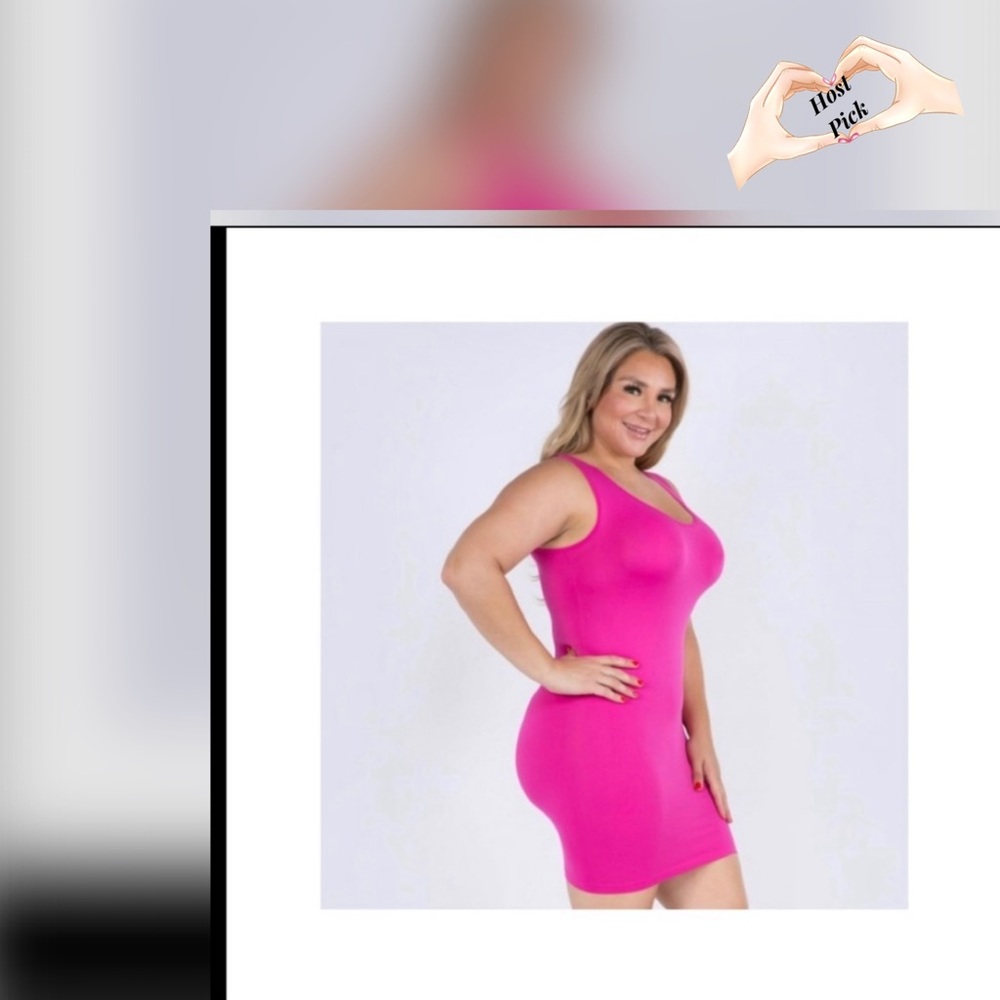 Rich fuchsia midi fitted plus size dress, so soft